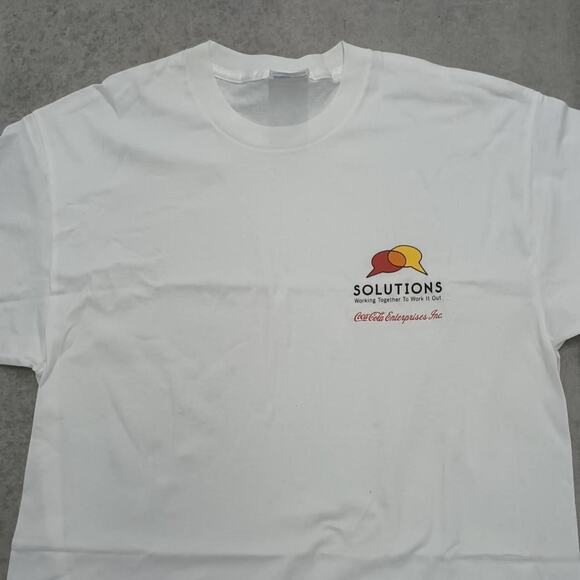 Coca Cola Enterprises - VINTAGE Y2K DEADSTOCK Employee 'SOLUTIONS' LARGE T-shirt - Picture 3 of 4